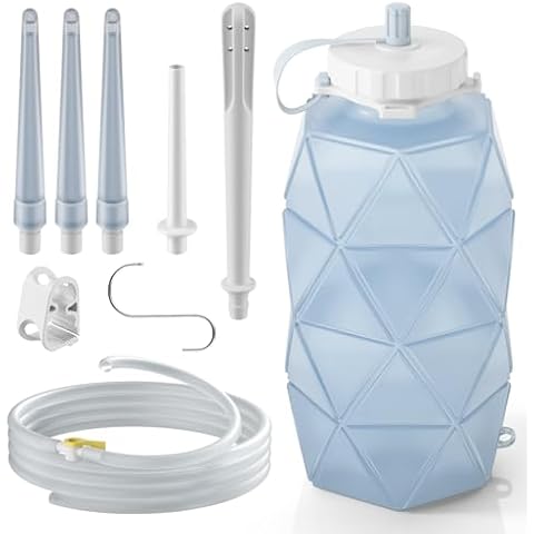 Smokitcen Collapsible Silicone Enema Bag Bottle Kit with 5.3ft Enima Hose, 5 Enema Tips, Controllable Flow Valve, 1.2 L Capacity Silicone Enama kit for Coffee and Water Colon Cleanse Cover