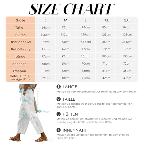 Puimentiua Sommerhose Damen Leicht,Dünne Leinenhose Sommer,Lockere Luftig Sommerhosen,Elegante Spitze 7/8 Hose Damen,High Waist Linen Pants Mit Tunnelzug Und Taschen (Khaki,M)