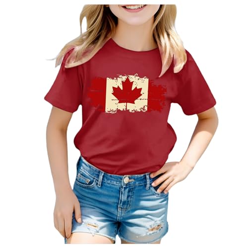 Toddler Kids Boys Girls Canada Day T Shirt Maple Leaf Shirts Short Sleeve Patriotic Graphic Unisex Canadian Flag Tshirts
