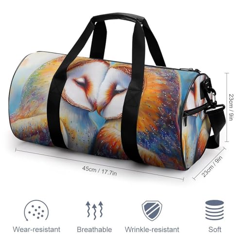 Owls Couple Sports Gym Bag Travel Duffel Workout Bag with Adjustable Strap2