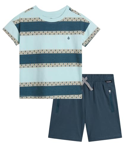 Image of Volcom Toddler Baby Boy Shorts Set - 2 Piece Short Sleeve Graphic Tees and Shorts Infant Toddler Little Boys Summer Outfits
