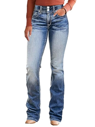 Flamingals Boot Cut Jeans for Women Trendy High Waist Tummy Control Jean Flare Jeans Straight Denim Pants