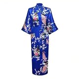 JINFUHAO Women Long Robe With Pocket Wedding Bride Bridesmaid Dressing Gown Rayon Kimono Bathrobe Ni