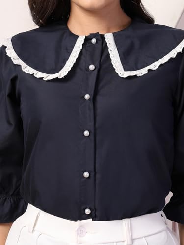 Image of Style Quotient Women Sky Blue Victorian Style Shirt