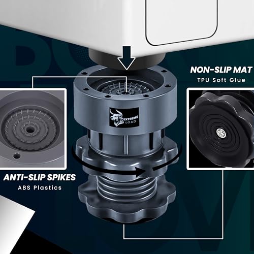ORBON Extreme Load Anti Vibration Pads for Washing Machine | Washing Machine Feet Pads with Suction Cup | Shock Absorber Noise Cancelling Rubber Pads | Washer Support & Height Adjustment Feet (4 Pc)