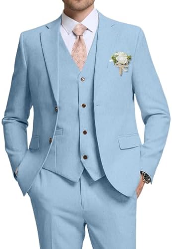 High-End Suits Retro Linen Suit for Men Casual Wedding Suit for M...