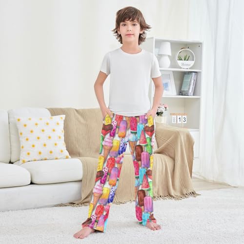 Boys' Pants Multicolor Ice Cream Splash Long Bottoms Jogger Pants Elastic Waist Trousers with Pockets S-XL3