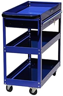 JF-XUAN Cart Multifunction Portable Hand Trucks Recycling Vehicles,Tool Trolley Cart 3-Tier Multifunction Drawer Type Organizer Workshop Handling Parts Car, Bearing 100Kg, Blue,700x350x760mm