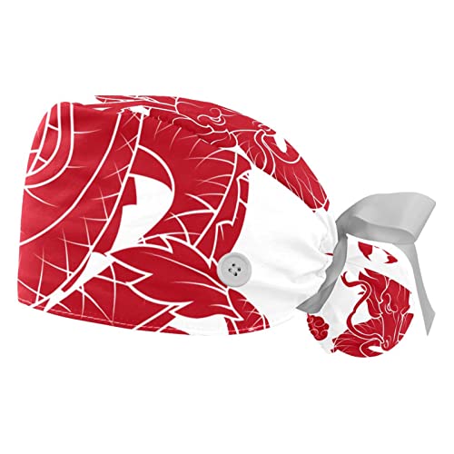 Casquettes de travail Dragon Rouge ajustables pour la cuisine