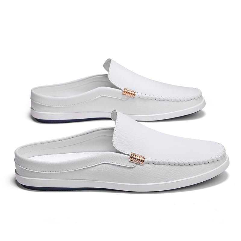 Mens Loafers Round Toe Vegan Leather Half Loafers Shoes Lightweight Anti-Slip Flexible Outdoor Party Slip-ons3