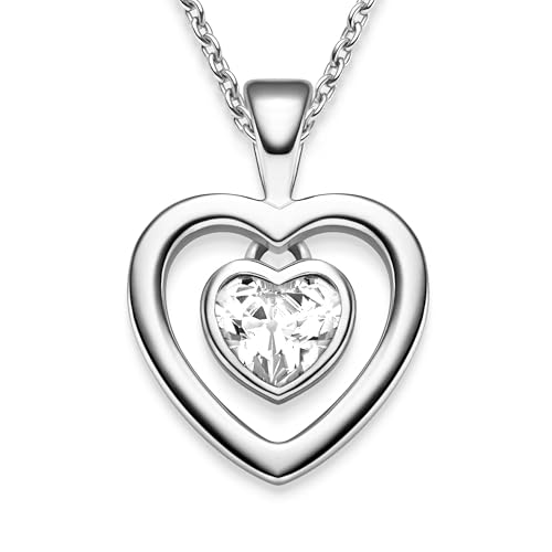 Heart necklace for women two hearts sterling silver 925