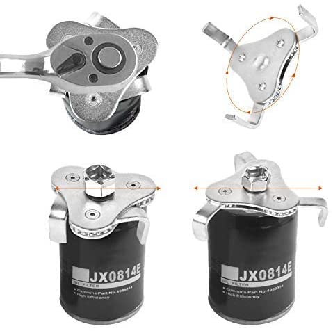 Easyuse Adjustable Oil Filter Wrench,Filter Removal Tool, 3/8"&1/2 Square Drive Socket,3-Jaw Design,Universal Oil Filter Wrench #TOP2