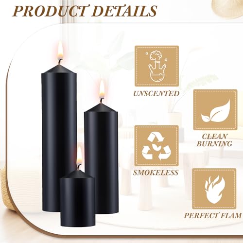 Mtlee YNY-MTLEE-848 18 Pcs Set Of 3 Pillar Candles Ivory Pillar Candle Bulk 2 In X 3, 6, 8 Long Burning Candles Clean Unscented Smokeless Pillar Candles thumb #2