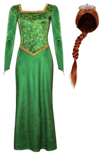 Robe médiévale verte costume de princesse confortable pour halloween et carnaval
