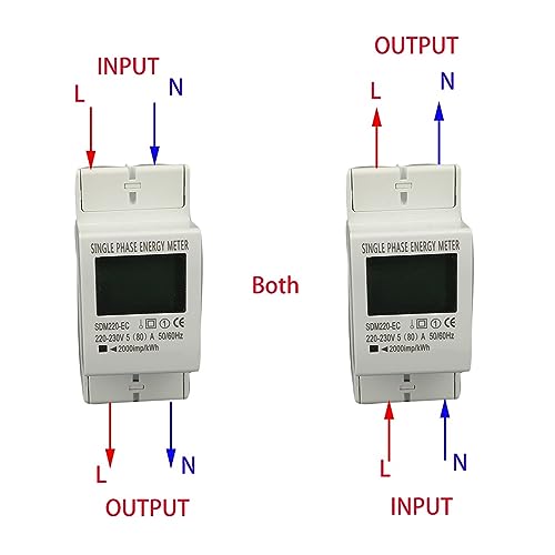 Medidor eléctrico monofásico de carril DIN 80A con pantalla LCD digital 3
