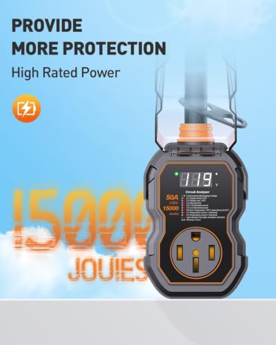 Image of GEARGO 50 Amp RV Surge Protector, 15000J Circuit Analyzer with Smart LED Display, Ultimate Voltage Protection & Waterproof, RV Adapter Plug for Camper & Travel Trailers