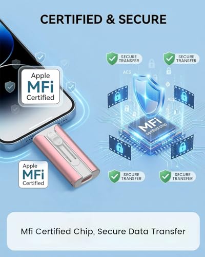 Image of MFI Certified 256GB Flash Drive - Photo Stick and USB Stick Offers Photo /Video Storage, The External Storage is Compatible with iOS, Android, and Pc,1 Pack (Pink)(Available Space: ~244GB)