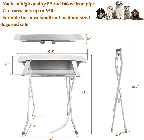 Anmas Power Small Pet Bathtub, Raised Pet Bath,Multifunctional Foldable Pet Bath with Drainage Tube, Portable Bath for Small Dogs and Cats (Gray)