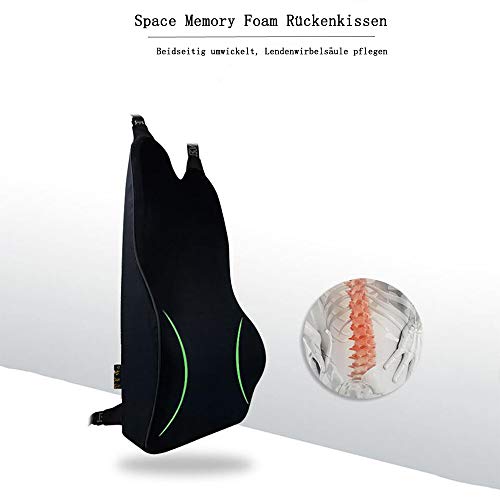 Orthopädisches Sitzkissen, Mit Lordosenstütze und Kopfstütze, Ergonomisches Stuhlkissen Memory Schaum, Ischias, Hämorrhoiden& Zurück Schmerz Linderung für Autositz, Bürostuhl und Rollstuhl (Dark gray)