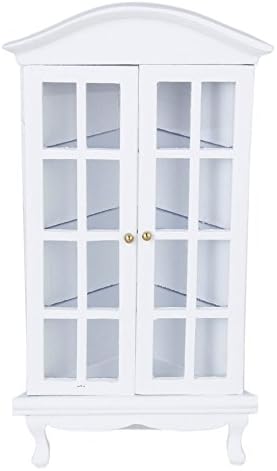 dreamflyingtech Corner Cabinet with Opening Door for 1/12 Dolls House Miniature White Dollhouse Furniture