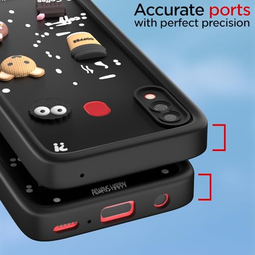 Image of Pikkme Back Cover for Samsung Galaxy A20 / A30 / M10s | Cute Fun Cartoon 3D Bear Silicone Full Body Protection Bumper Cover (Black)