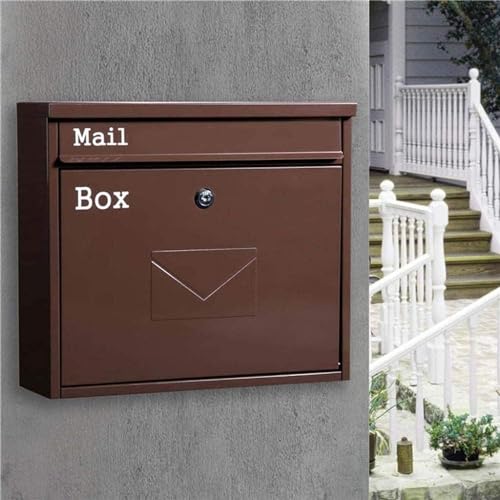 Boîte aux lettres murale verrouillable en acier galvanisé marron durable