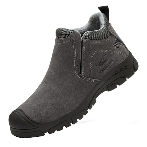 MlYJmer Zapatos de Seguridad para el Trabajo Botas de Seguridad para Hombres Anti-Smash Anti-Stab Zapatos de Trabajo Zapatos de Punta de Acero,Gris,43 EU
