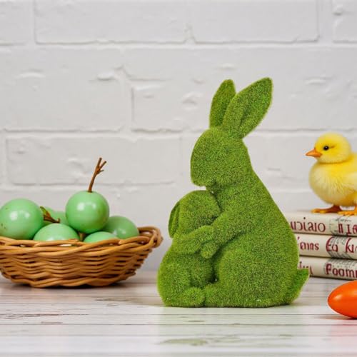 Figurines de lapins floquées douces décoratives intérieur extérieur durables