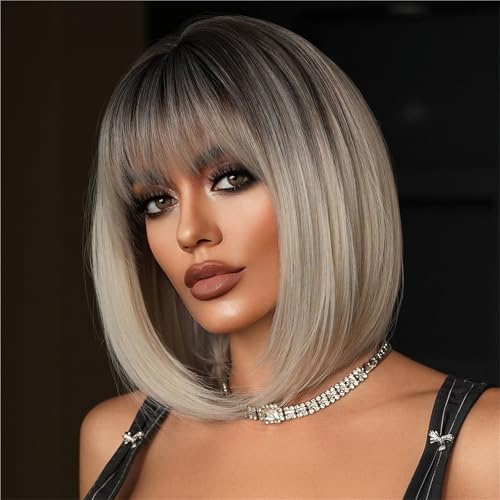 Perruque courte à boutons contre les coiffages difficiles : cheveux raides et frange - 4