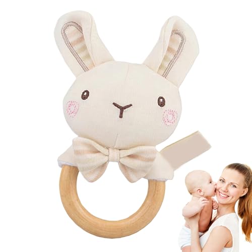 Sonajeros de Peluche para Bebés - Sonajero Relajante Para Agitar Con La Mano,Sonajero De Agarre Suave Con Formas De Elefante, Oso, Conejo Y León Para Niños Y Niñas