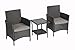 Baner Garden 3 Pieces Outdoor Furniture Complete Patio Cushion PE Wicker Rattan Garden Dining Set, Full, Black