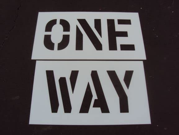 12" ONE Way Parking Lot Stencil - Actual 12" Letter Height. - 1/16" Thick LDPE Material. (.060") by American Striping Co. Ohio.
