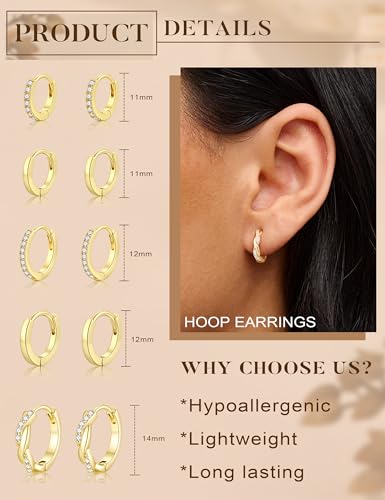 Turandoss Hypoallergenic Small Gold Huggie Hoop Earrings for Women Girls - image 3