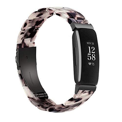 Image of Wongeto Compatible with Fitbit Inspire 2 & Inspire /Inspire HR Bands for Women, Resin Wristband Strap Bands for Fitbit Inspire accssorises (Flower Grey)