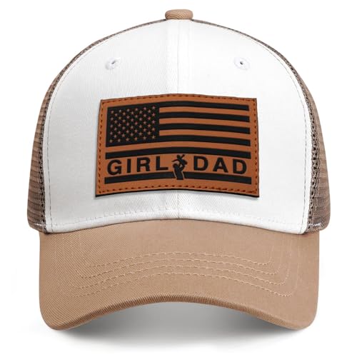 Image of Girl Father Daddy Dad Leather Patch Hat Birthday for Dad Papa from Daughter Son Adjustable Trucker Hat