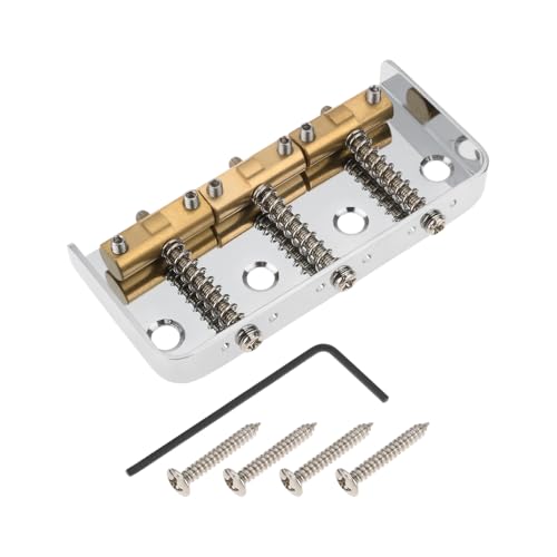 Briny River Puente de Guitarra Corto con Silletas Compensadas de Latón Compatible con Telecaster Guitarra Color Plateado