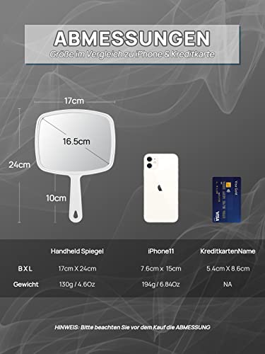 Foto von OMIRO Handspiegel, Handspiegel mit Griff, Union Jack Weiß