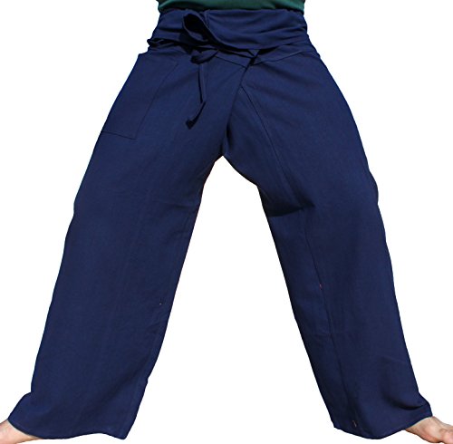 RaanPahMuang Plain Thick Muang Cotton Fisherman Wrap Tall Pants Plus
