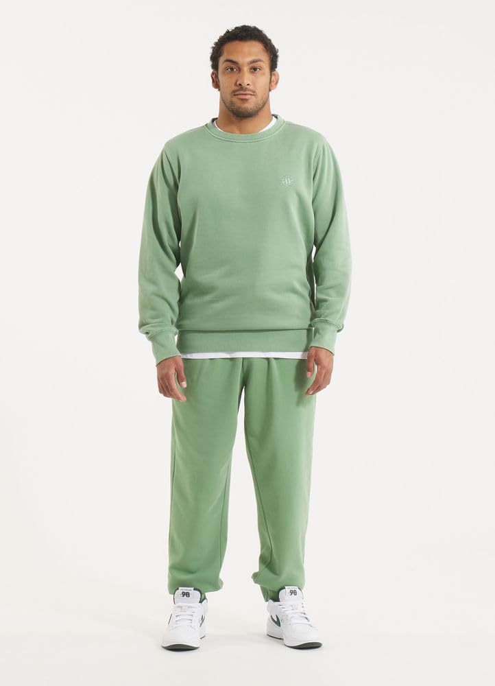 Pitbull Męska bluza basic męska wygodny sweter luźny sportowy krój Washed Lancaster II czas wolny Crewncek sportowa bluza XL, zielony, XL