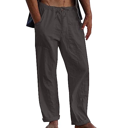 Pantalon coton et lin homme coupe ample anti-transpiration pour rester au frais à la plage