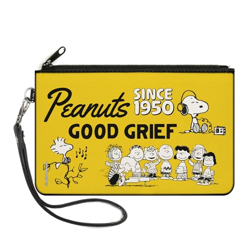Buckle-Down Peanuts Wallet Zip Clutch Peanuts Gang Since 1950 Good Grief Group Pose Yellow Black Canvas