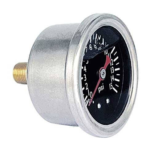 Cyonruan CY131 Fuel Pressure Gauge, Inline Fuel Pressure Gauge, Automotive Replacement,0-15Psi,1.5 Inch Dial Size,1/8 Npt Center Back Mount,Liquid Oil Filled thumb #2