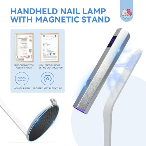 SAVILAND 10S Fast Cure Lamp with Magnetic Stand: Handheld U V Light for Gel Nails GelX with Nail Stamper Rechargeable & Portable Mini U V Light for Nails Home SSProLamp X - Image 2