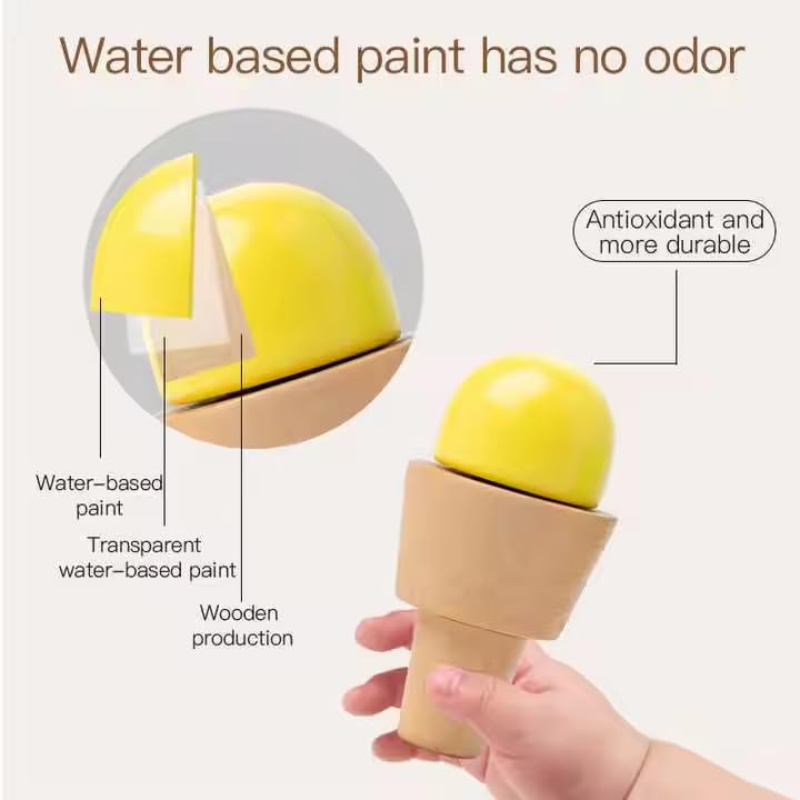 Image of Pink Wooden All in One Ice Cream Cart | Montessori Activity Toy for Kids | Pretend Play Ice Cream Set | Early Learning Educational Toy | Multicolor | 3+ Years