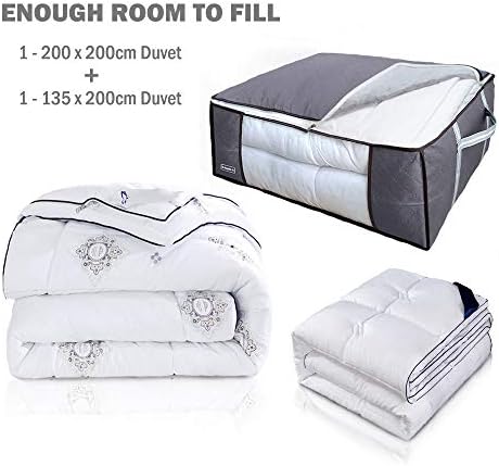 90L Underbed Storage Bags with Zips, Large Clothes Storage Bags with Strengthened Handles, Breathable Duvet Storage Bag King Size for Comforters, Clothes, Quilt, Blankets, Bedding, No-Smell