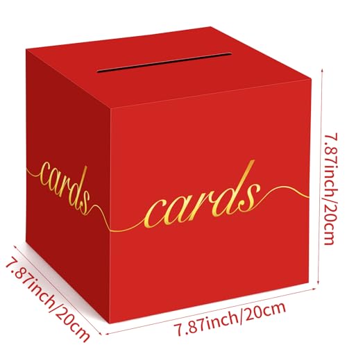 Image of Red Card Box Gold Foil Wedding Favors Gift Card Boxes Post Box Receiving Money Box Holder for Wedding Reception, Baby Showers, Anniversary, Birthday Party, Retirement, Graduation Envelope Holder