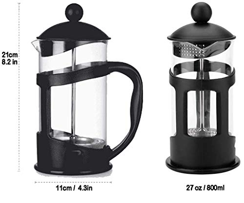 Image of 3D CREATIONS French Press Coffee And Tea maker Cold Brew Foam Maker 4 level filtration Heat Resistance Borosilicate Glass 800 ML.