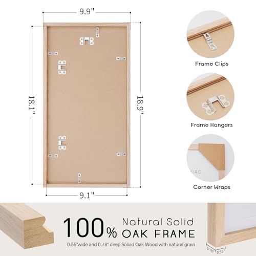 9x18 Oak Wood Picture Frame - 9x18 Photo Frame with Mat Display 3Pcs 5x7 Photos, 5x7 Picture Frame Wood, Natural Solid Wooden Picture Frames for Wall Art Photo and Prints(3 Pack, Beige)