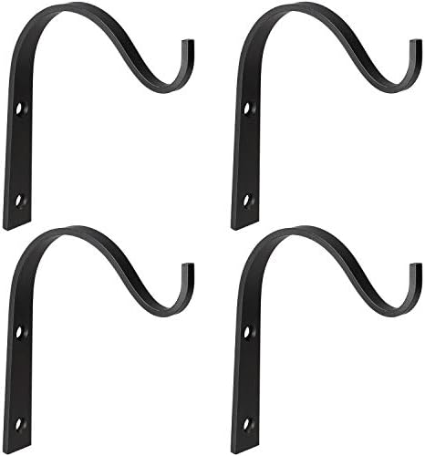 Mkouo 4 Pcs Hanging Basket Brackets Iron Wall Hooks for Hanging Lantern, Bird Feeders, Wind Chimes, Plant Planter, Coat