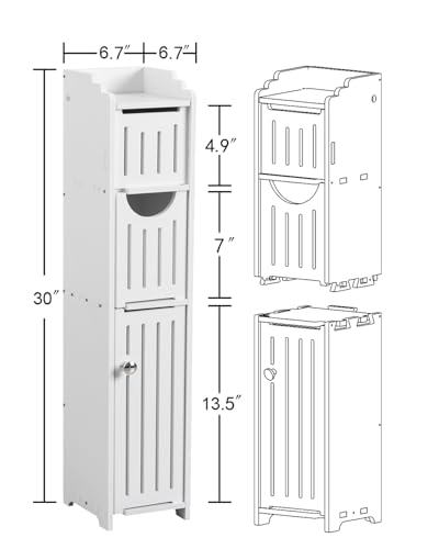 AOJEZOR Bathroom Storage Cabinet: Small Bathroom Storage - Toilet Paper Cabinet Fit for Mega Roll,White - Image 3